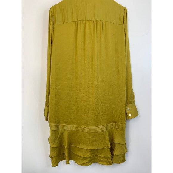 Banana Republic Long Sleeve Tiered Dress Mini Gold Sz 4 Drop Waist NWT $128 6930 - Picture 15 of 16